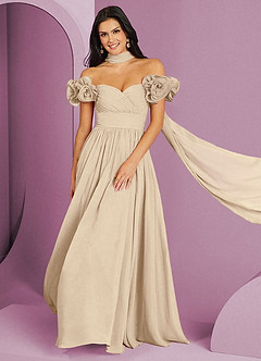 Barbie ♥ Azazie Jurken voor bruidsmeisjes Converteerbaar Jurk van Chiffon met A-Lijn Off the Shoulder Champagne image13