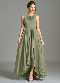 Azazie Wonderland Brautjungfernkleider A-Linie Plissee Chiffon Kleid Pistazie image4