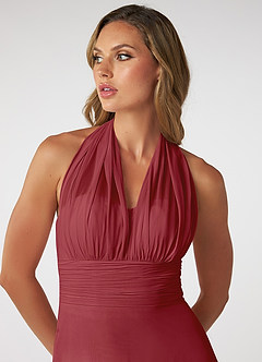 Azazie Fifi Bridesmaid Dresses Pomegranate A-Line Strapless Chiffon Convertible Dress image11