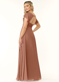 Azazie Rylee Bridesmaid Dresses Bronzer A-Line Pleated Chiffon Dress image2