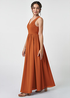 Azazie Keyla Junior A-Linie Plissee Chiffon Kleid Kanel image3
