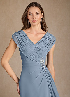 Azazie Bronson Mother of the Bride Dresses Dusty Blue A-Line Pleated Chiffon Dress image5