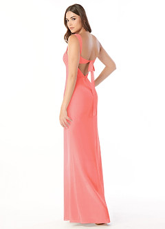 Azazie Audre Vestidos de damas de honor Vestido de Coral de Gasa de Corte Sirena con Plisado image4