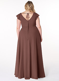 Azazie Claudine Final Sale Agave A-Line Flutter Sleeve Chiffon Dress image8