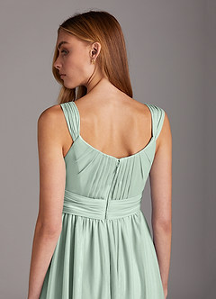 Azazie Melanie Maternity Bridesmaid Dresses Empire Pleated Mesh Floor-Length Dress image4