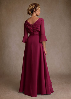 Azazie Eire Mother of the Bride Dresses Burgundy A-Line Pleated Chiffon Dress image2