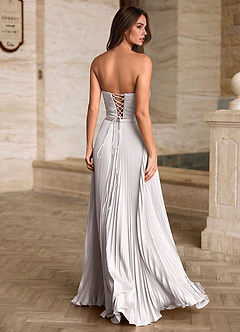 Ylura White A-line Pleated Prom Dress image2