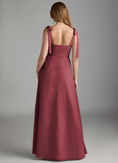 Azazie Lizet Bridesmaid Dresses Merlot A-Line Sweetheart Neckline Chiffon Dress image2