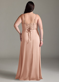 Azazie Marchella Bridesmaid Dresses Rose Gold A-Line Corset Stretch Satin Dress image8