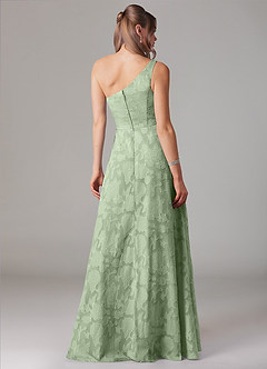 Azazie Ellianna Bridesmaid Dresses Dusty Sage A-Line One Shoulder Floral Burnout Dress image2