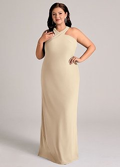 Azazie Doretta Bridesmaid Dresses Champagne Mermaid Pleated Chiffon Dress image9