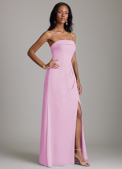 Azazie Aretha Bridesmaid Dresses Candy Pink A-Line Strapless Chiffon Dress image5