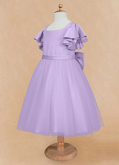 Azazie Kaeya Flower Girl Dresses Lilac A-Line Bow Tulle Dress image7