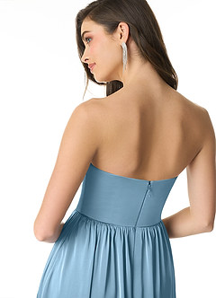 Azazie Morana Bridesmaid Dresses Steel Blue A-Line Off the Shoulder Stretch Satin Convertible Dress image8