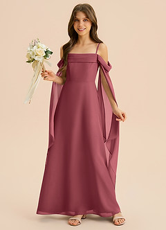 Azazie Moana Junior Linia A Pofałdowany Szyfon Długość podłogi Młodsza druhna Sukienka image4