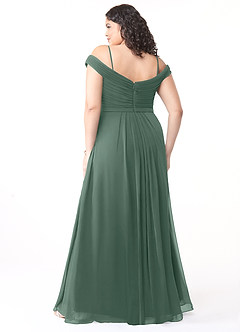 Azazie Audrianna Bridesmaid Dresses Sea Moss A-Line Off-The-Shoulder Gathered Chiffon Convertible Dress image8