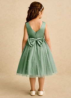 Azazie Bell vestidos de niña de las flores Vestido de Matcha de Tul de Princesa con Lazo image5