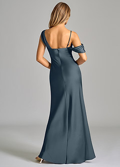 Azazie Celina Bridesmaid Dresses Twilight Sheath Off the Shoulder Stretch Satin Dress image2