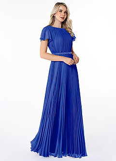Azazie Kara vestidos de dama de honor modestos Vestido de Corte En A Plisado Hasta el suelo Gasa image3