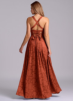 Azazie Francis Bridesmaid Dresses Auburn A-Line Corset Floral Burnout Dress image6