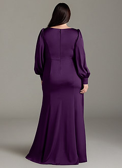 Azazie Raye Bridesmaid Dresses Grape Mermaid Long Sleeve Stretch Satin Dress image8