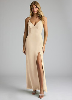 Azazie Becca Suknie dla druhen Osłona Szyfon Do ziemi Sukienka image1