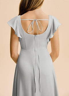 Azazie Bondi Junior Silver A-Line Side Slit Stretch Satin Dress image6