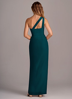 Azazie Tatianna Bridesmaid Dresses Pine Sheath One Shoulder Chiffon Dress image2