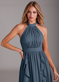 Azazie Avary Bridesmaid Dresses Neptune A-Line Pleated Chiffon Dress image6