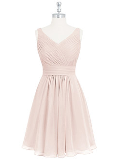Azazie Grace Bridesmaid Dresses Rose Petal A-Line Pleated Chiffon Dress image7