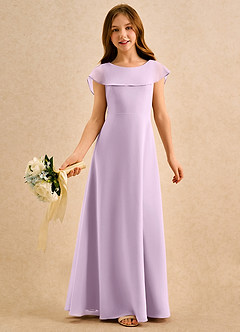 Azazie Kittie Girls Formal Robe Demoiselle D'honneur Fillette Robe Trapèze en Mousseline de soie Frostiges Flieder image1