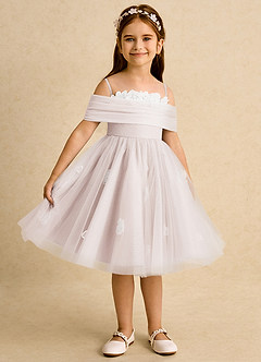 Azazie May Flower Girl Dresses Rose Petal Ball-Gown Pleated Tulle Dress image6