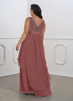 Azazie Xella Mother of the Bride Dresses Desert Rose A-Line Lace Chiffon Dress image2