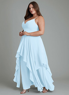 Azazie Zaina Bridesmaid Dresses Sky Blue A-Line Chiffon Dress image11