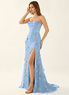 Iliana Sky Blue 3D Flower Beaded Corset Dress image3