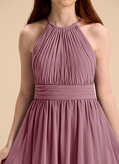 Azazie Malone Junior Robe Trapèze en Mousseline de soie Plissée Mauve Vintage image8