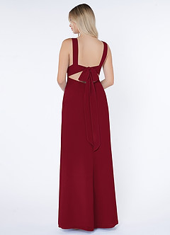 Azazie Christiana Bridesmaid Dresses Burgundy A-Line V-Neck Pleated Chiffon Dress image3