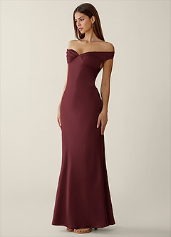 Gwendonme Wine Satin Crystal Linen Prom Dress image3