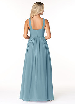 Azazie Elvira Bridesmaid Dresses Moody Blue A-Line Pleated Chiffon Dress image2