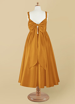 Azazie Cutie Pie Blumenmädchenkleider A-Linie Plissee Matte Satin Kleid Butterscotch image8
