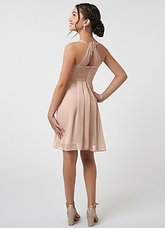 Azazie Ginny Junior English Rose A-Line Pleated Chiffon Dress image4