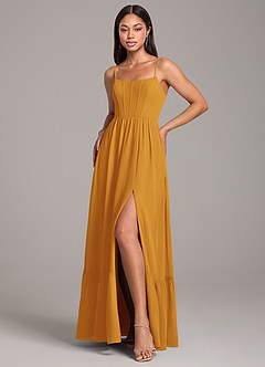 Azazie Kailee Bridesmaid Dresses Butterscotch A-Line with Pockets Chiffon Dress image5