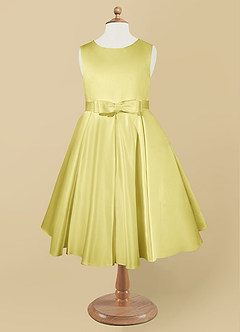 Azazie Coco Flower Girl Dresses Lemon Sorbet A-Line Bow Matte Satin Dress image5
