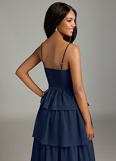 Azazie Kaiden Brautjungfernkleider A-Linie Herzausschnitt Chiffon Kleid Dunkelmarine image7