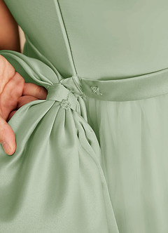 Azazie Dot Flower Girl Dresses Dusty Sage A-Line Bow Tulle Dress image5