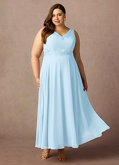 Azazie Devana Mother of the Bride Dresses Sky Blue A-Line Sequins Chiffon Dress image13