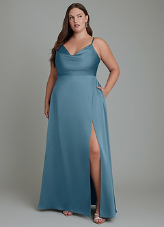 Azazie Sarella Robes de demoiselle d'honneur Robe Trapèze en Satin extensible Plissé Bermude image10