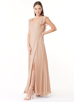 Azazie Yoko Bridesmaid Dresses English Rose A-Line Ruched Chiffon Dress image6