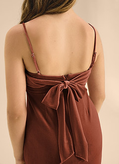 Azazie Mai Junior Terracotta A-Line Sweetheart Neckline Velvet Dress image8