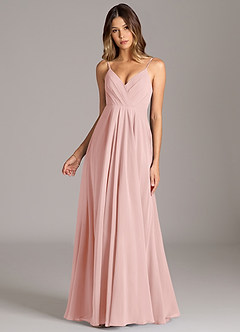 Azazie Amani Abiti da Damigella Abito A-Line in Chiffon Plissettato Rosa Cipria image4